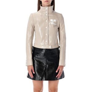 COURREGES Vinyl Cropped Jacket Women MASTIC GREY Coats & Jackets